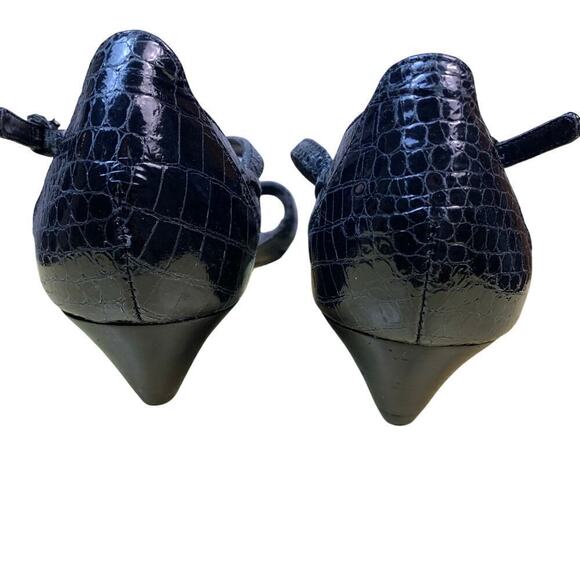 Circa Joan & David Black Snakeskin Wedge Sandals Size 7 - Picture 5 of 9